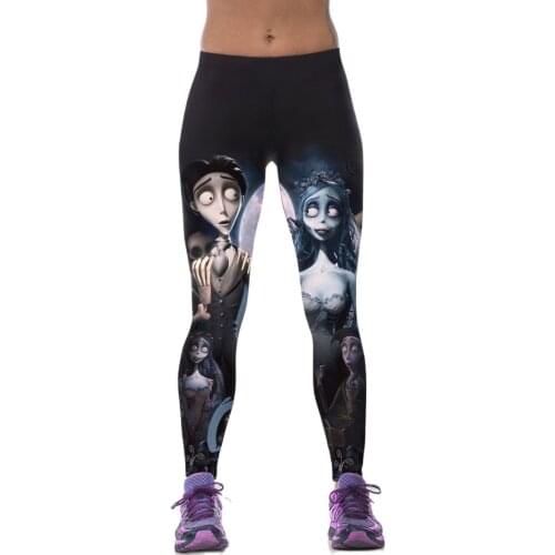 Corpse Bride Elastic Running Pants Plus Size S To 3xL Women Elephant Ganesa Dance Black Trousers 3 Patterns