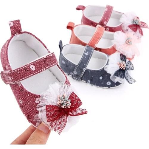 Lovely Baby Girls Mary Jane Flats With Mesh Bownot Non-Slip Soft Sole Infant Princess Dress Shoes Toddler Casual First Walker