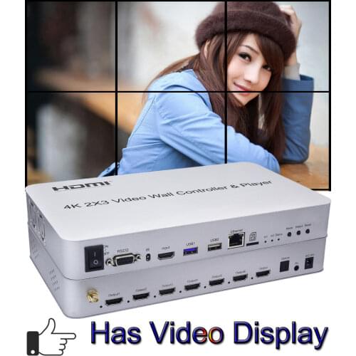 2x3 Splicer 2x2 3x3 Splicing Display Processor HDMI USB Player Video Wall Controller Audio Extraction RJ45 Ethernet WIFI RS232