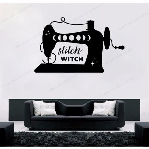 Stitch Witch Sewing Machine Vinyl wall Sticker for sewing shop window wall decal removable art mural HJ326