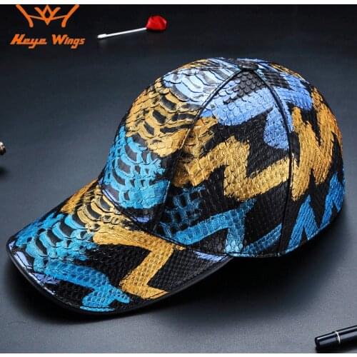 High Quality Unisex Hats Genuine Python Skin Multicolor Luxury Handmade Cap