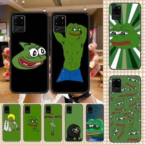 Funny Sad Frog Phone case For Samsung Galaxy Note 4 8 9 10 20 S8 S9 S10 S10E S20 Plus UITRA Ultra black soft funda fashion coque