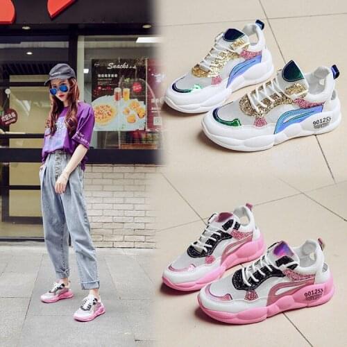 2019 Prowow Womens shoes hollow color running sandals flat bottom sponge cake with sequins color matching student casual shoes