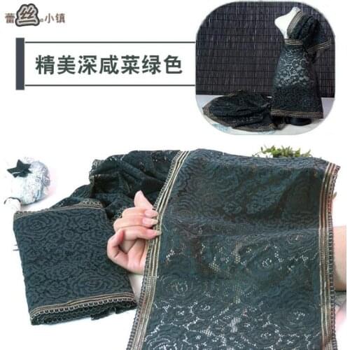 1 Meter Deep Green Handmade Hair Decoration Wide Elastic Stretch Lace Trim Wedding Dress Skirt Lace Trim 23CM