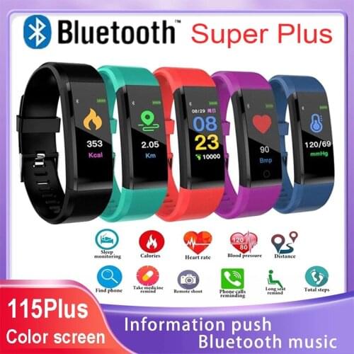 115 Plus Super Smart Bracelet Electronic Wrist Watch Heart Rate Monitor Activity Trackers Fitness Sport Smart Band Alarm Clock