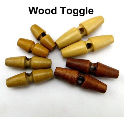 15pcs 25~50MM Wood Horn Black Toggle BUTTON 1 Hole decorative SEWING COAT SWEATER Clothes Boots Buttons WHB-107