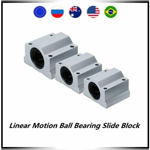 2pcs/lot Linear Motion Ball Bearing Slide Block SC8UU SCS8UU SC10UU SCS12UU 16UU 20UU 25UU for Linear Shaft CNC 3D Printer Parts