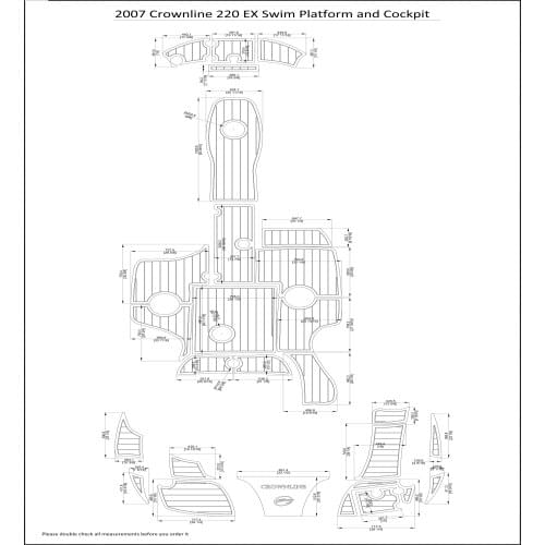 2007 Crownline 220 EX Swim Platform and Cockpit Pad Boat EVA Teak Decking 1/4" 6mm