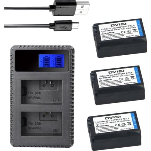 3Pcs NP-FW50 NP FW50 Camera Battery + LCD Charger For Sony NEX-7 NEX-5N NEX-F3 NEX-3D NEX-3DW NEX-3K NEX-5C NEX-5DB Alpha 7R II