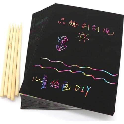 50 Sheets DIY Drawing And Graffiti Books Creative Art Scratch Painting Childrens Handmade Puzzle Scraping Paper School Office