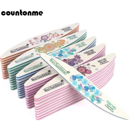 50Pcs/Lot Nail File 80/100/150/180/240 Flower Printed Sanding Buffer Block Willow leaf Shape Buffer Polishing Professional Files