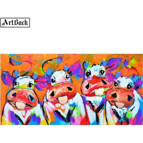 5d diy diamond painting watercolor cow colorful cartoon animal full square / round drill diamond embroidery 3d artwork