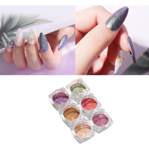 6pcs 6Colors UV Gel Dust Powder Decor Set Accessory for Professional Use
