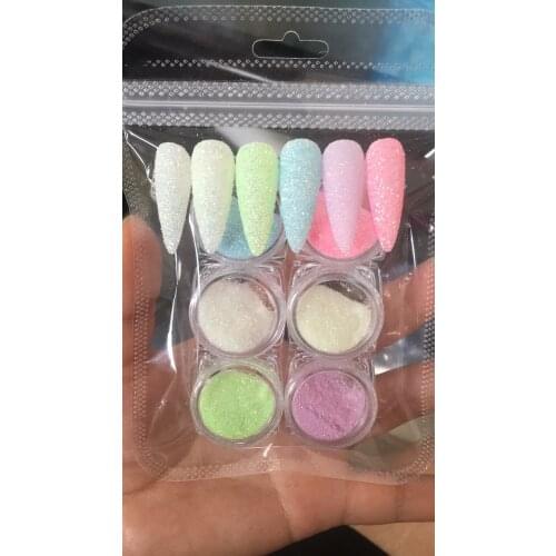 NEW 2020 Luminous Nail Glitter 6Jars Of Assorted Glow In The Dark Luminous Rocks Glitter Dust Sugar Rim - 6Colors White glitter
