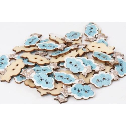 Button accessories for clothes Pink Blue Boy Girl Cloud Pattern diy Wooden Buttons Botones Handmade Accessories 30x15mm 20pcs