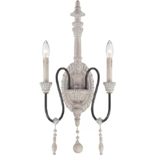 American country wood art retro wall lamp double head living room bedroom wall lamp nostalgic iron aisle wall lamp