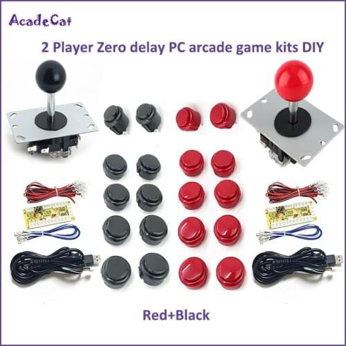 Free shipping 2 Player Zero Delay DIY PC arcade game kits for Mame Fighting Games Joystick+sanwa style push button+wire USB