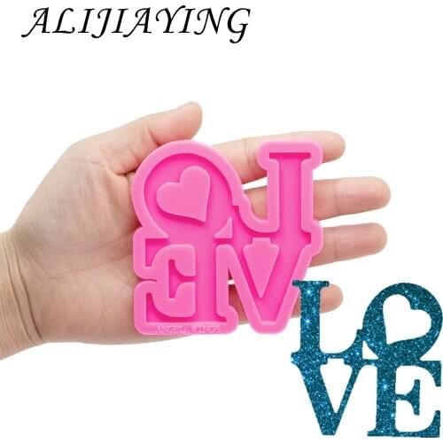 Shiny Heart with Bear Paw Shape Keychain Mold I Love You Silicone Mould for DIY Epoxy Resin DY0136