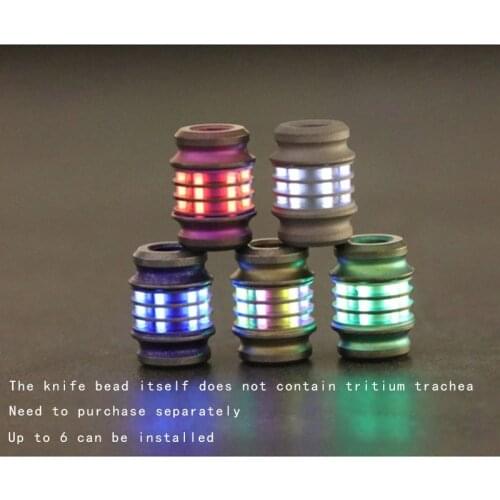 1PC Titanium Alloy Knife Beads Lanyard Pendant Paracord Umbrella Rope Necklace Bracelet DIY Pendant Can Install 6 Tritium Tube