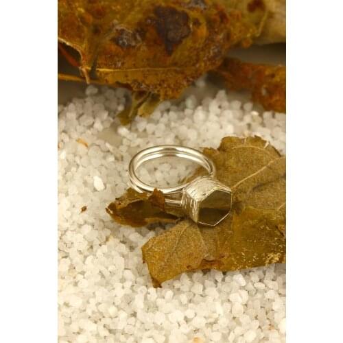 Dr Stone Natural Stone Women Hematite Rice Above Micron Silver Plated Ring Z121AR212