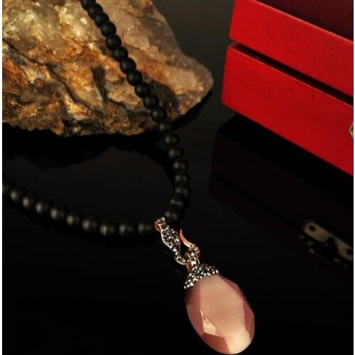 Dr Stone Natural Stone Women 'S Cat 'S Eye Stone Rose Gold Plated Necklace XK 372868424