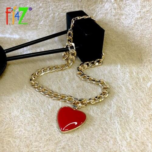F.J4Z Brand Designer Womens Chunky Necklace 2021 Trend 3colors Resin Heart Pendant Collars Lady X'Mas Gifts подвеска на шею