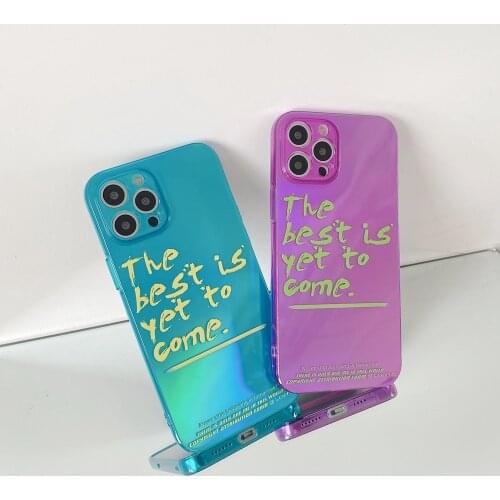 Fluorescent Laser Purple Blue Clear Soft Phone Case for iPhone 12 Pro Max 11 Pro Max XR XS Max 7 8 Plus X 12mini Back Cover