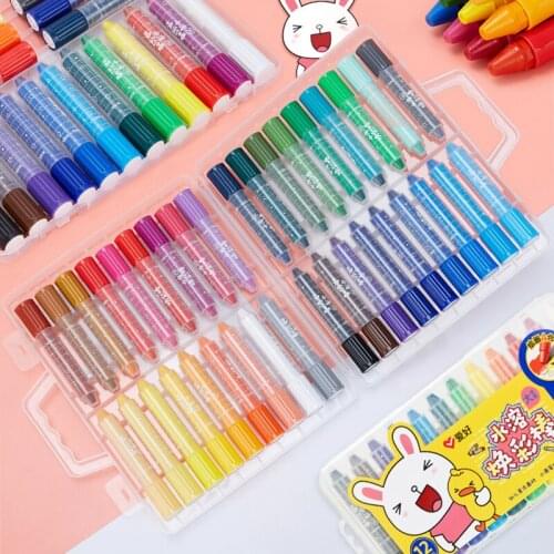 12/18/24/36 Crayons Creative Cartoon children pastel washable rotating colorful stick water-soluble brush color pen kindergarten