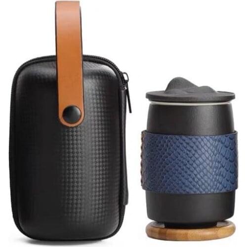 Ceramic Travel Tea Set Express Cup with Lid Filter Cup Outdoor Portable Carry-on Bag Cute Cup Ceramic Mug Tea Mug Travel Mug
