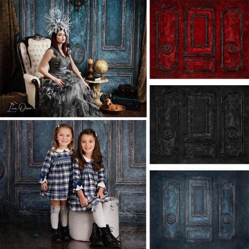 Red Black Dark Blue Retro Elegant Wooden Door Photography Backdrop Wedding Birthday Children Portrait Backgrounds Photo Studio