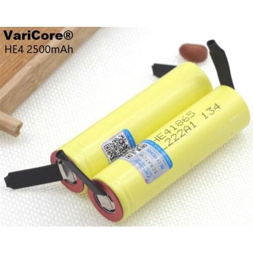 VariCore For HE4 18650 Rechargeable li-lon battery 3.6V 2500mAh Battery 20A 35A discharge + DIY Nickel sheet