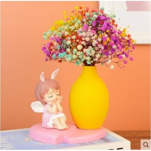 European style small ceramic vase and doll decoration, home office desktop decoration craft gift