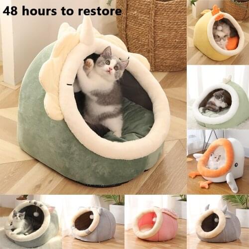 Warm Cats Bed Cute Cats House Kitten Lounger Cushion for Small Pet Sleep Tent Washable Cats Sleeping Bag Soft Dogs Basket Cave