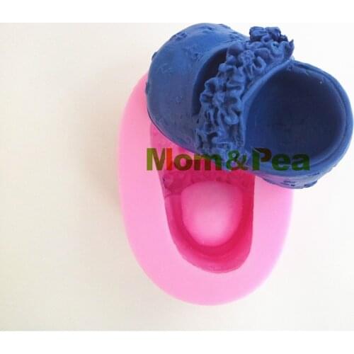 Mom&Pea 0002 Baby Flower Shoe Shaped Silicone Soap Mold Cake Decoration Fondant Cake 3D Mold Food Grade Silicone Mould