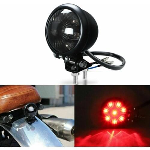 Motorcycle Red LED Tail Light Brake Steering Light Stop Tail Light Motorbike 12V Red/black Lampshade Brake Retro Metal Rear Lamp