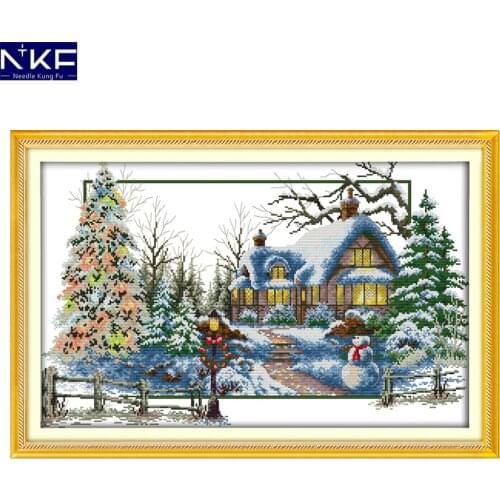 NKF Winter Counted Cross Stitch Printed Cross Stitch DIY Handicraft Cross Stitch Kit Embroidery For Home Wall Decor Needlework