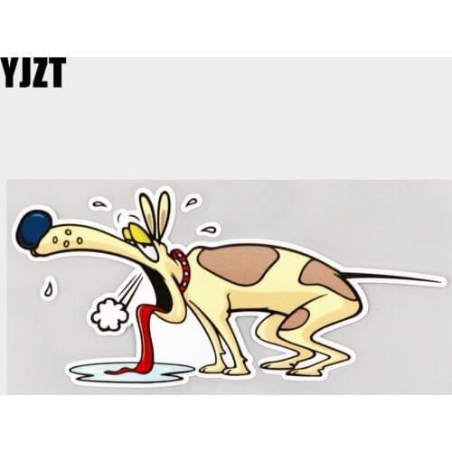 YJZT 17.4CM×8.1CM Decal Exhausted Dog Funny Tired PVC Car Sticker 11C-0482