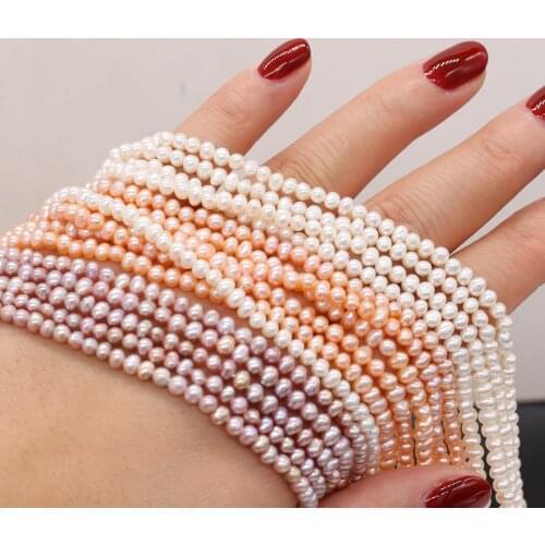 Natural Freshwater Pearl Potato Shape Making Necklaces Bracelets Earrings for DIY White Orange Purple Length 38CM Beads 3-3.5mm