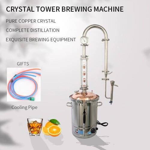 HOOLOO Small Home Pure Copper Crystal Tower Distiller CT20Cu Household Moonshine Still Brewing Distillation Machinery