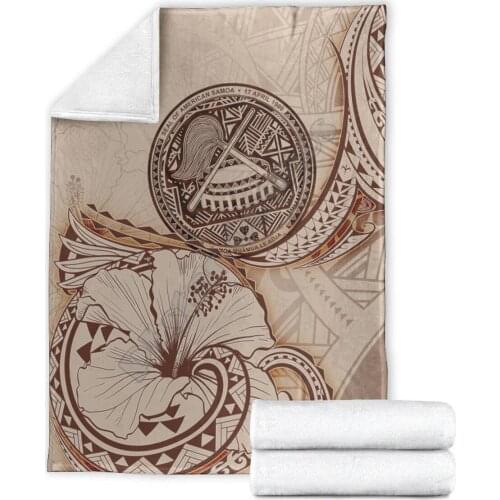 American Samoa Premium Blanket Hibiscus Flowers Vintage Style 3D printed Sherpa Blanket on Bed Home Textiles HOME ACCESSORIES