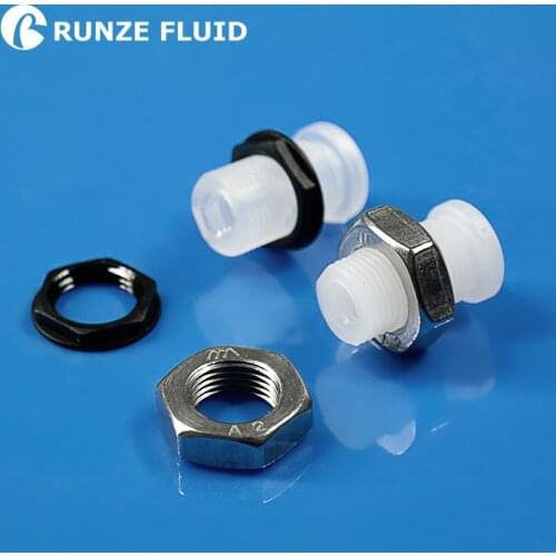 PP PTFE Bulkhead Union Plastic Tube Connector Female 1/4-28 Male M12 with SST ABS nut High Cost Performance Best Seller in China