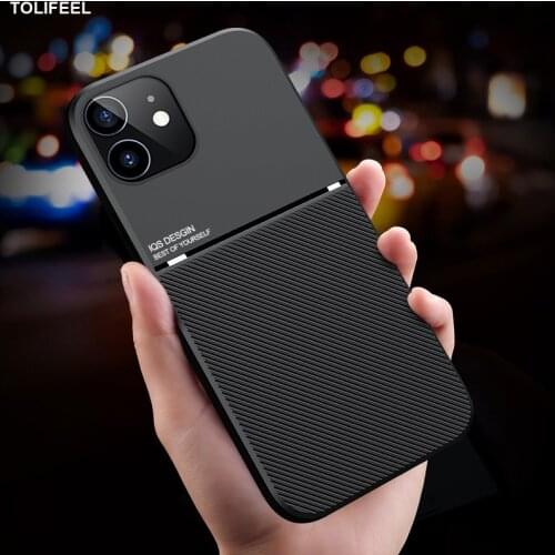 Shockproof Matte Case For iphone 12 11 Pro Max X XR XS Max 7 8 Plus 6S Plus 7P Soft Leather Car Magnetic Holder Phone Back Cover