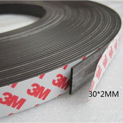 1 Meter Rubber Magnet 30*2mm self Adhesive Flexible Magnetic Strip Rubber Magnet Tape width 30mm thickness 2mm 30*2