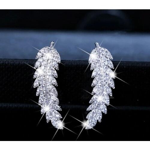 Super Flash Leaf Leaves Earrings Fashion Personality Temperament Earrings Korean Wild Earrings Female Party Friends Wedding Gift