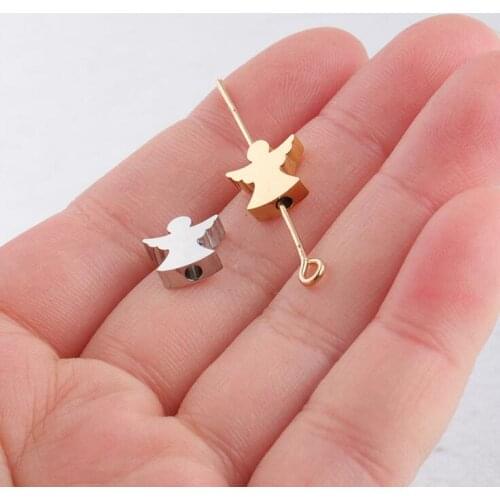 9.6x10mm 5piece/lot Angle Charms Bead Mirror Polished Stainless Steel DIY 1.8mm Small Hole Bead For Bracelet Making