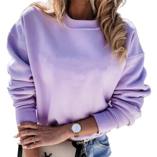 Women Autumn Fashion Long Sleeve Casual Sweatshirt Solid Slim Fit Round Neck Hoodies Fall Loose Tops Streetwear New