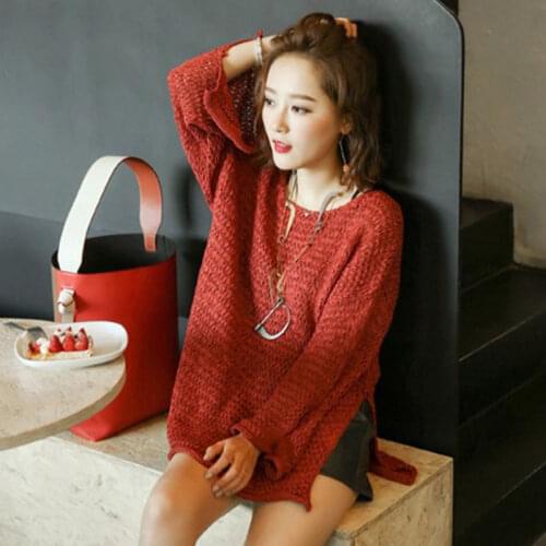 Women 2021 Autumn Fashion Solid Color Sweater Tops Female Long Sleeve Loose Pullovers Ladies O-neck Warm Knitted Tops Y346