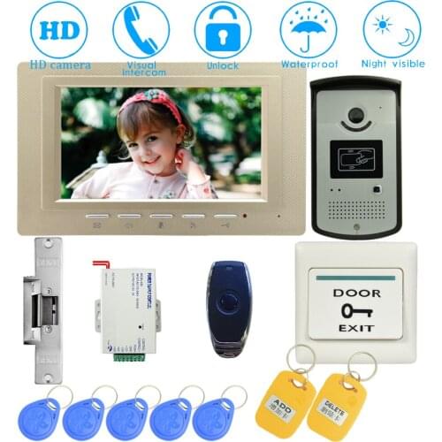 1 SET) 7" Doorbell System Wireless Remote and RFID Card Unlock Home Security Talkback Intercom system Door Release HD IR Caemra