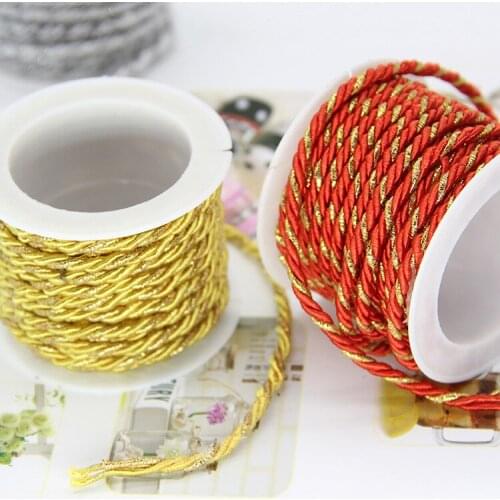 3M/lot Gold Silver Red Twisted Cord Twine Cord Rope Trim Wrap Gift Packing Tag Craft String Wedding Party Decoration