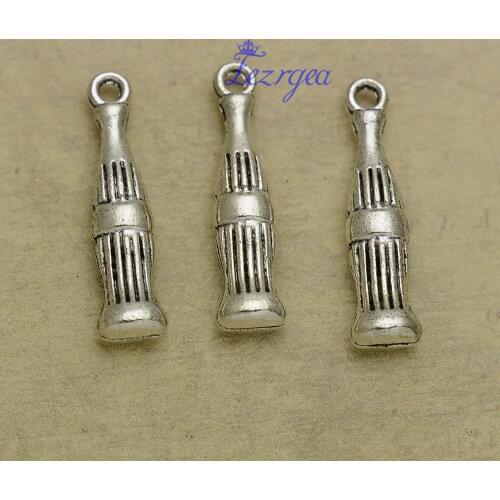30pcs/lot--24x5mm, Antique silver plated coke bottle charms,DIY supplies,Jewelry accessories